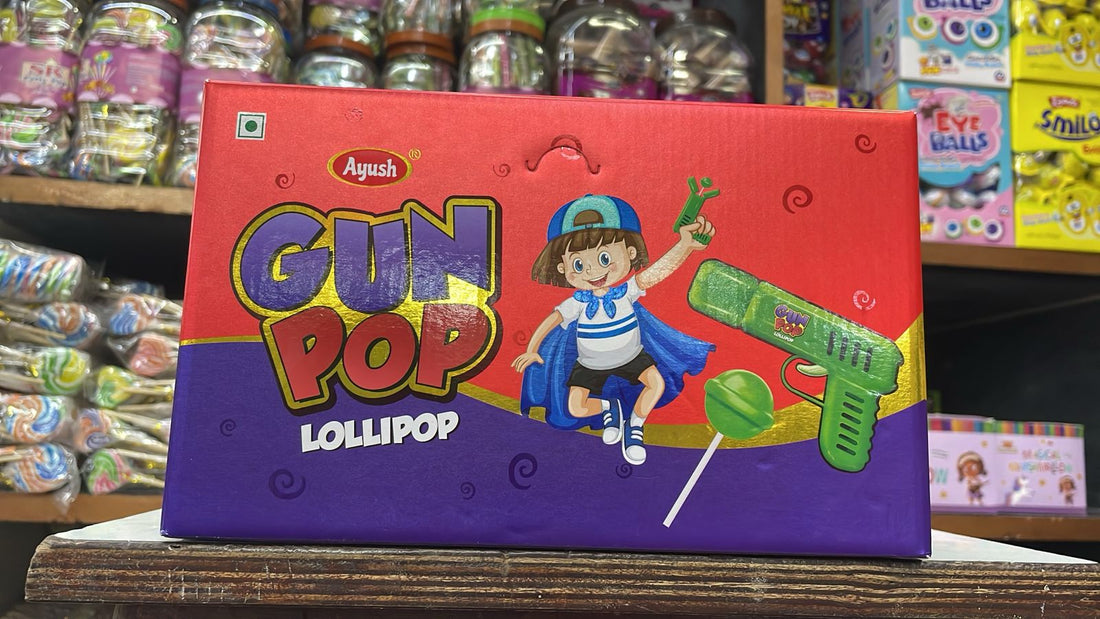 Ayush Gun Pop Lollipop (30 Pcs Box)– SAI KRISHNA CONFECTIONERY PACKERS