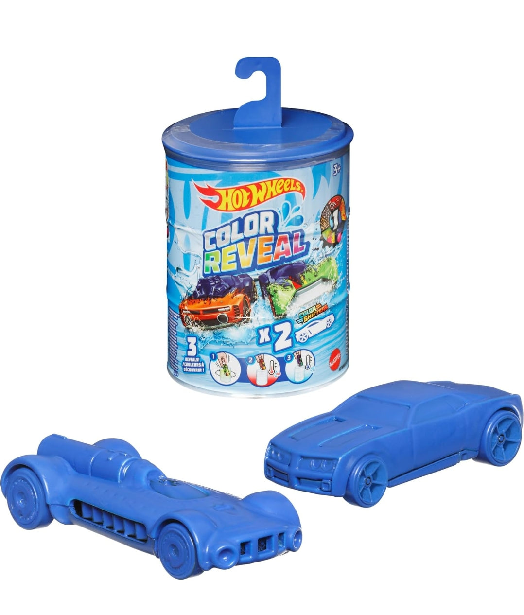 Hot Wheels Cars, Set of 2 Color Reveal Vehicles in 1:64 Scale with Surprise Initial Reveal & Repeat Color-Change Feature in Very Warm & ICY Cold Water (Styles May Vary)