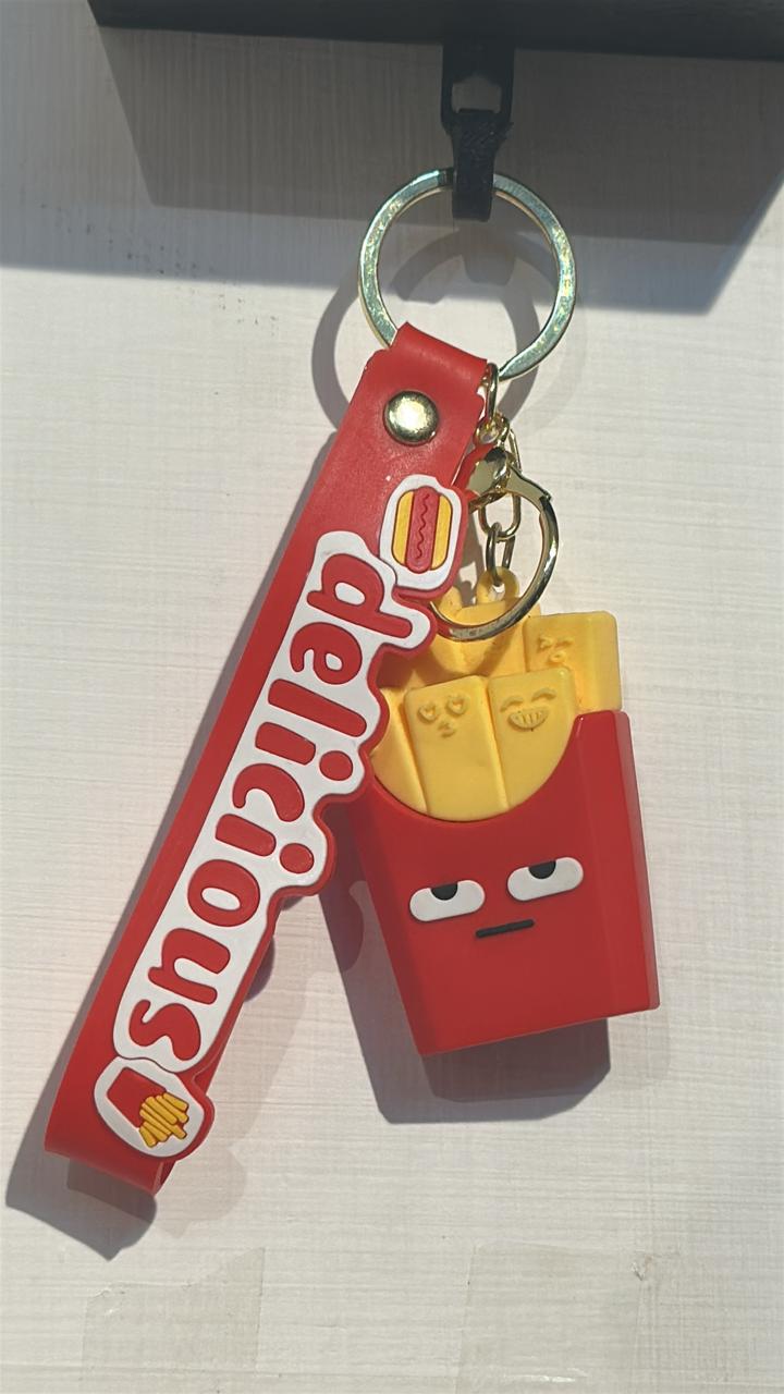 "Delicious Snack Keychain - Cute Fries & Burger Charm"