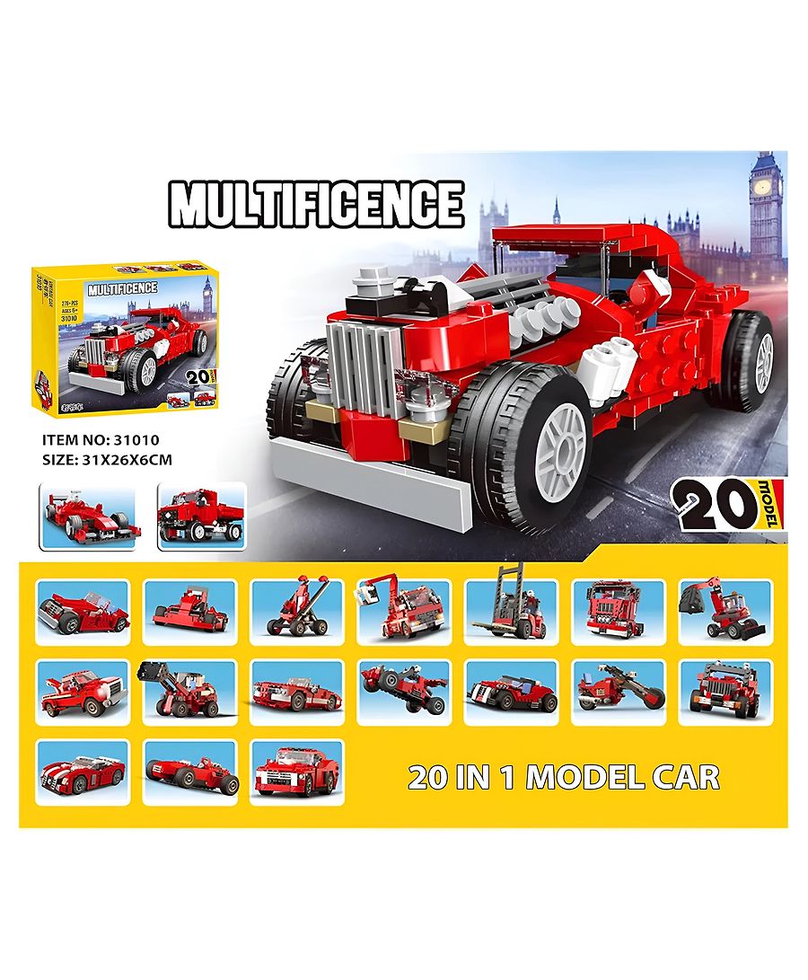 Architect 20-in-1 STEM Building Blocks Set 278+ Pieces Educational Construction Kit for Kids | Build Racing Cars, Bikes, Jeeps, SUVs | Model 31010