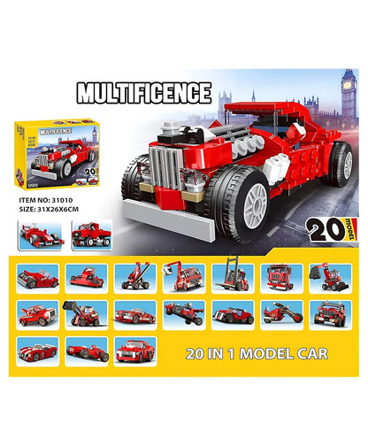 Architect 20-in-1 STEM Building Blocks Set 278+ Pieces Educational Construction Kit for Kids | Build Racing Cars, Bikes, Jeeps, SUVs | Model 31010