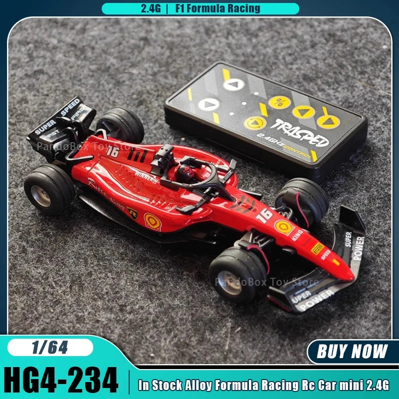 1:64 Die cast Metal F1 Mini RC Racing car with LED Lights | 2.4GHz Remote Control Car | 3 Speed Adjustable, USB Rechargeable Alloy RC Truck for Kids & Adults Indoor/Outdoor Racing