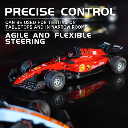 1:64 Die cast Metal F1 Mini RC Racing car with LED Lights | 2.4GHz Remote Control Car | 3 Speed Adjustable, USB Rechargeable Alloy RC Truck for Kids & Adults Indoor/Outdoor Racing