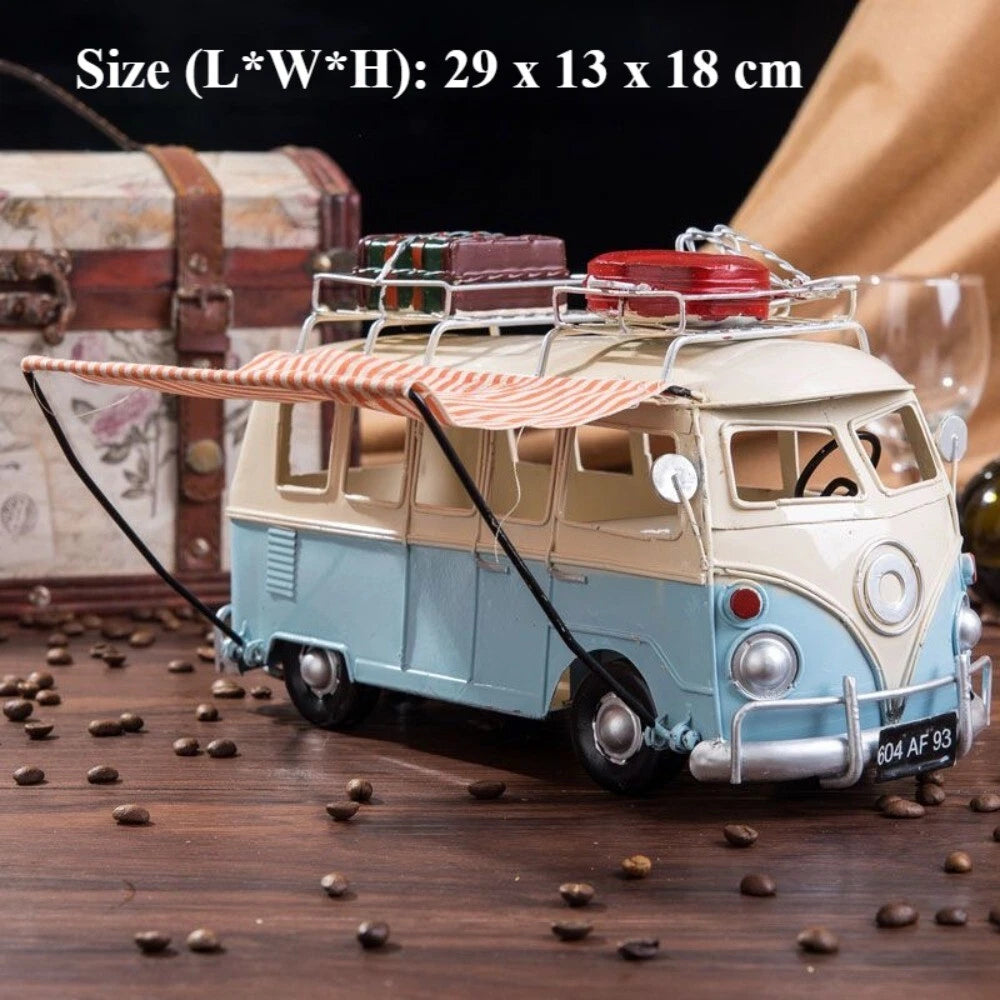 Old Modern Handicrafts Home Indoor Decorative Metal Camp Bus Model