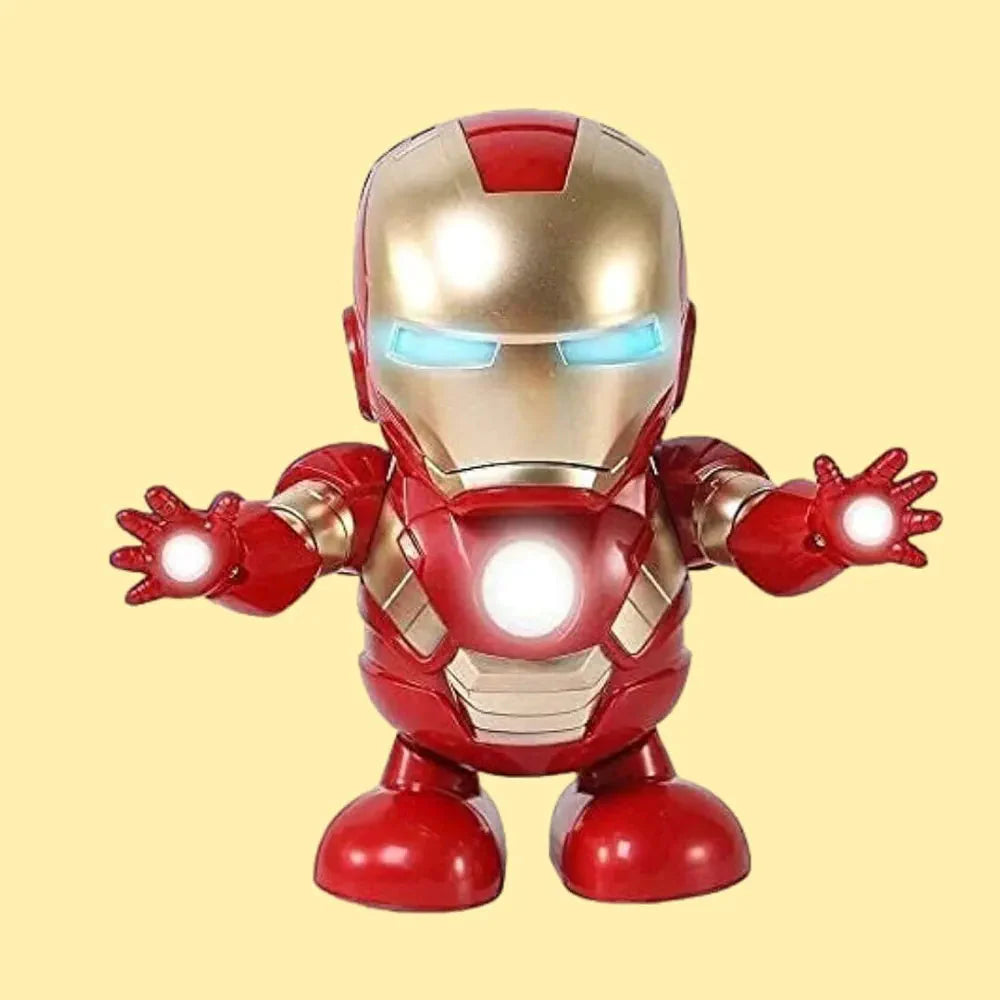 Battery Operated Bump and Go Musical Dancing Superhero Robot Action Toy with 3D Lights & Sound for Kids